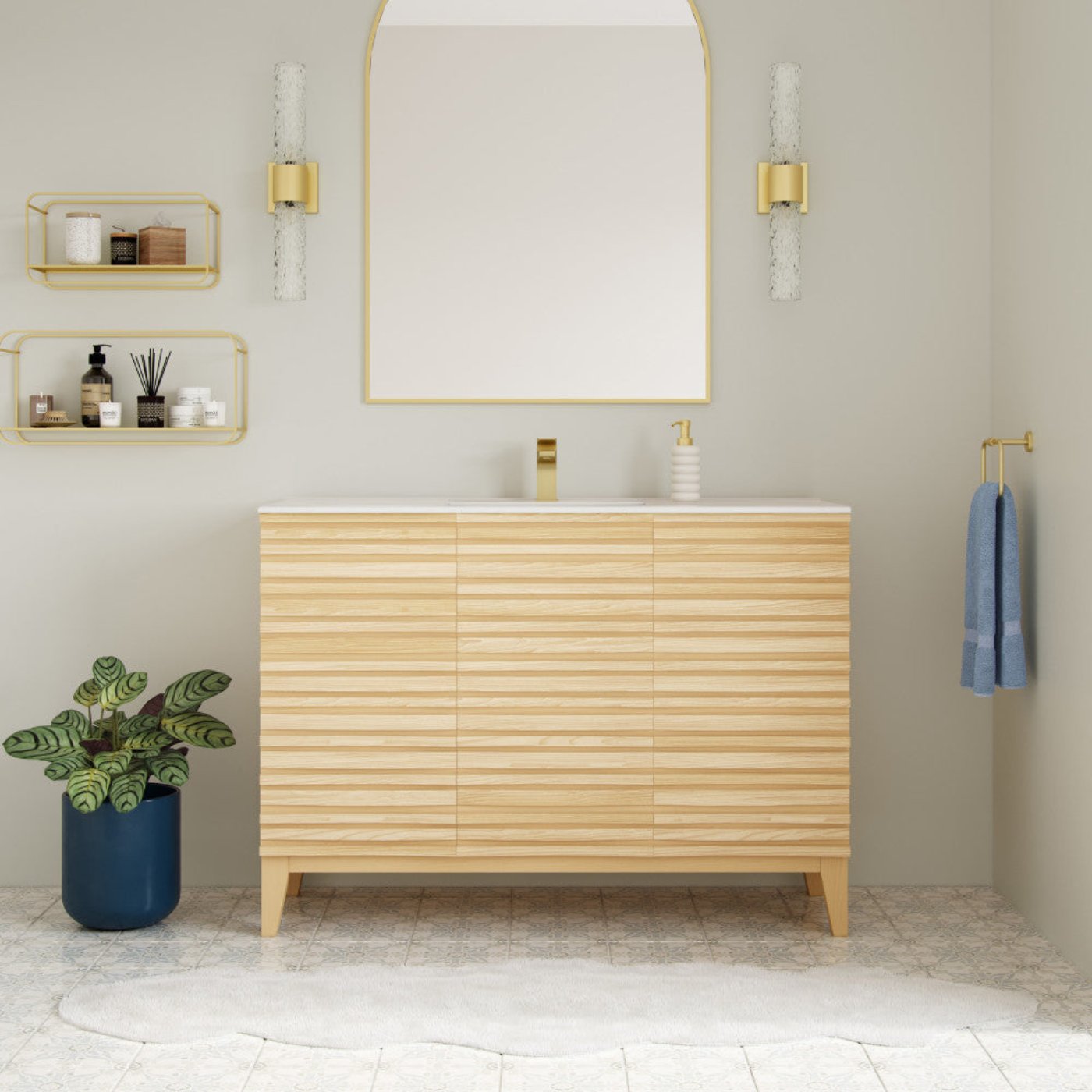 Cascade 48'' Bathroom Vanity in Natural Oak