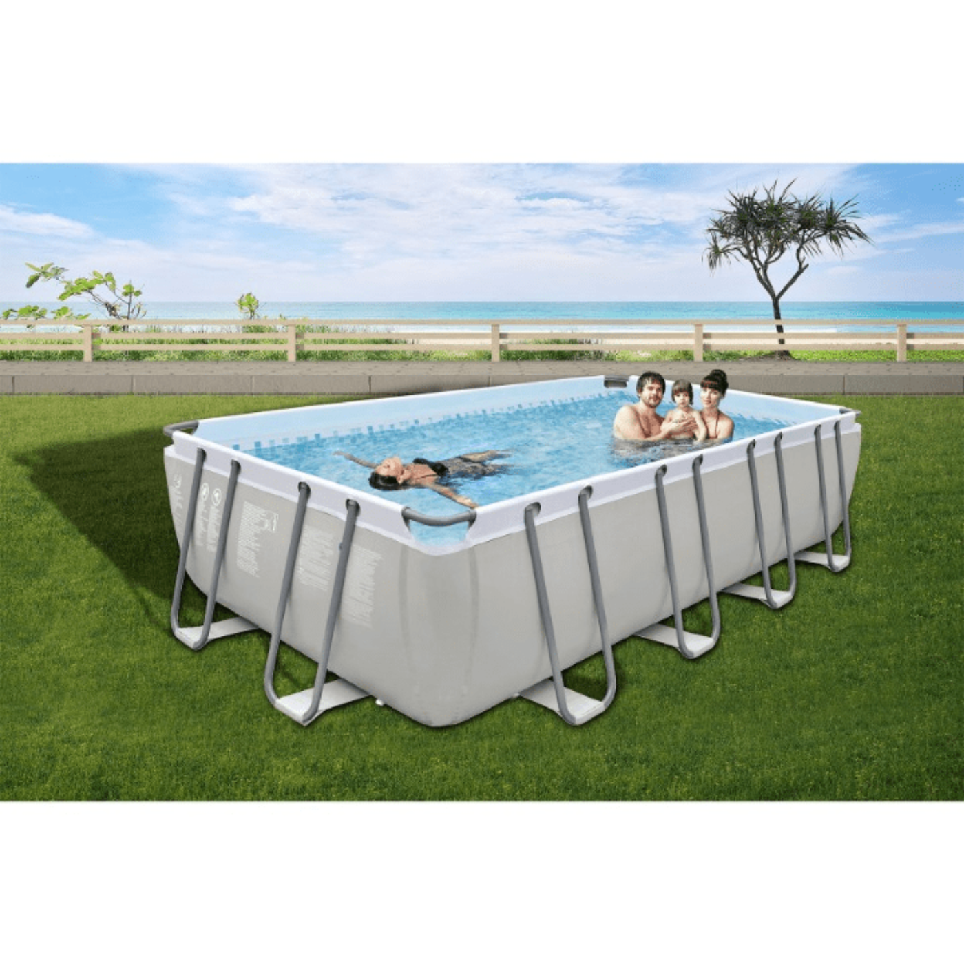 JLeisure 17776 18 x 10 Foot Above Ground Rectangular Steel Frame Swimming Pool - 302143