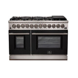 Forno 48 Inch Professional Freestanding Dual Fuel Range in Black, FFSGS6187-48BLK