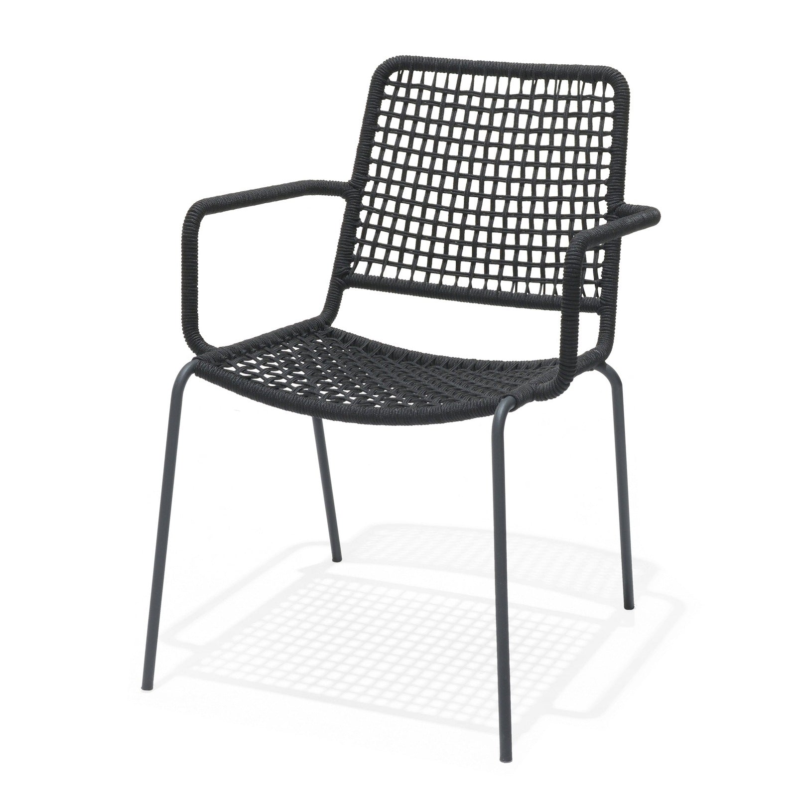 Midtown Concept Chamonix Black Table & 8 Oberon Rope Chairs - CHAMBK8OBEGR