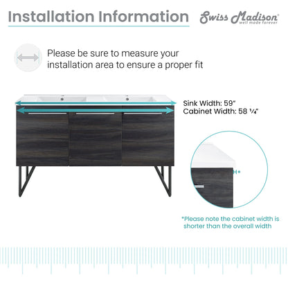 Swiss Madison Annecy 60" Bathroom Vanity in Black Walnut - SM-BV226 - Backyard Provider