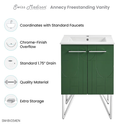 Swiss Madison Annecy 24" Bathroom Vanity in Atlas Green - SM-BV254EN - Backyard Provider