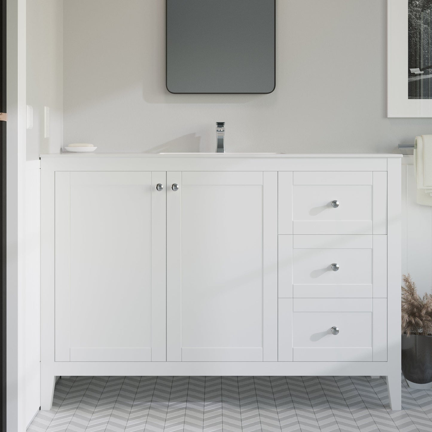 SM-BV414 Cannes 48" Bathroom Vanity in White - SM-BV414 - Backyard Provider