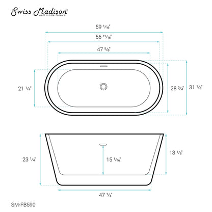 Swiss Madison Claire 60" Freestanding Bathtub - SM-FB590 - Backyard Provider
