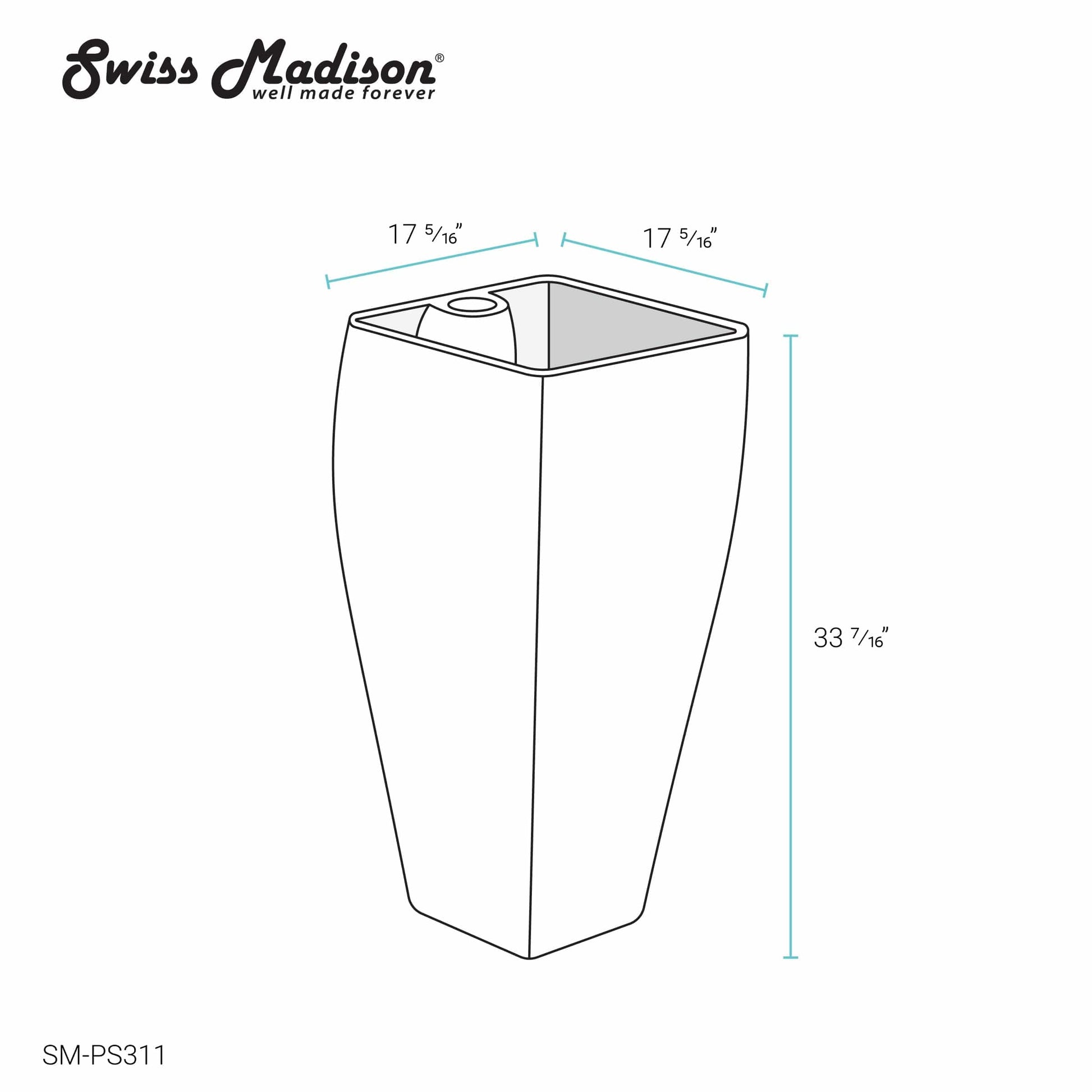 Swiss Madison Carré One-Piece Pedestal Sink - SM-PS311 - Backyard Provider