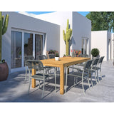 Midtown Concept Rinjani Big Rectangular Teak Table & 8 Portbyron Grey Armchairs - RINJBIG_8PORTB_GR