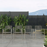 Midtown Concept Rinjani Big Rectangular Teak Table & 8 Portbyron Grey Armchairs - RINJBIG_8PORTB_GR