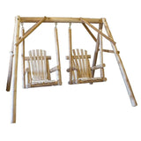 87" X 70" X 65" Natural Wood Double Chair Swing - 370295