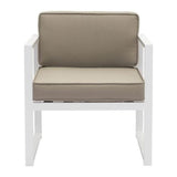 25.2" X 26" X 29.5" 2 Pcs White And Taupe Sunproof Fabric Beach Arm Chair - 296357