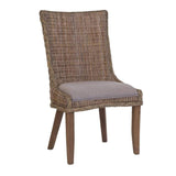 Wicker Woven Wooden Chair, Brown And Gray, Set of 2 - 310254