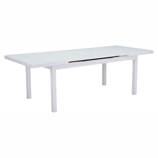 70.5" x 39.5" x 29.5" White, Tempered Glass, Aluminum, Dining Table - 364685