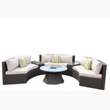 HomeRoots - 6 Piece Black Wicker Half Moon Outdoor Sectional Set With Ice Bucket Table - 372318