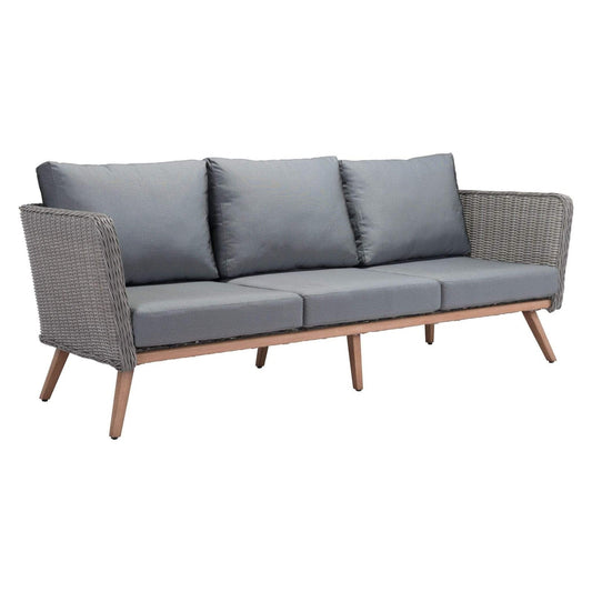 87.4" x 30.3" x 33.9" Natural & Gray, Synthetic Weave & Aluminium, Sofa - 364707