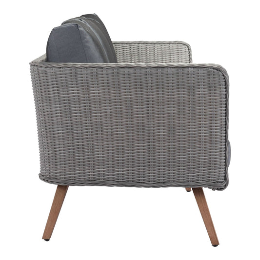 87.4" x 30.3" x 33.9" Natural & Gray, Synthetic Weave & Aluminium, Sofa - 364707