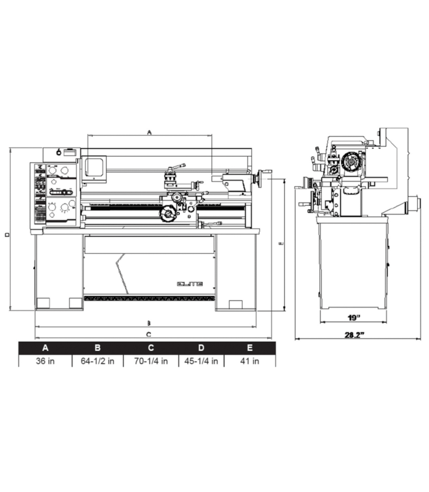 JET Elite LatheE-1440VS with ACU-RITE 303 CSS DRO - JT9-892465