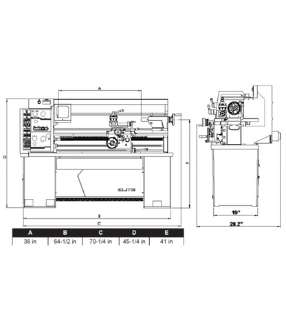 JET Elite Lathe E-1440VS with ACU-RITE 303 DRO - JT9-892461