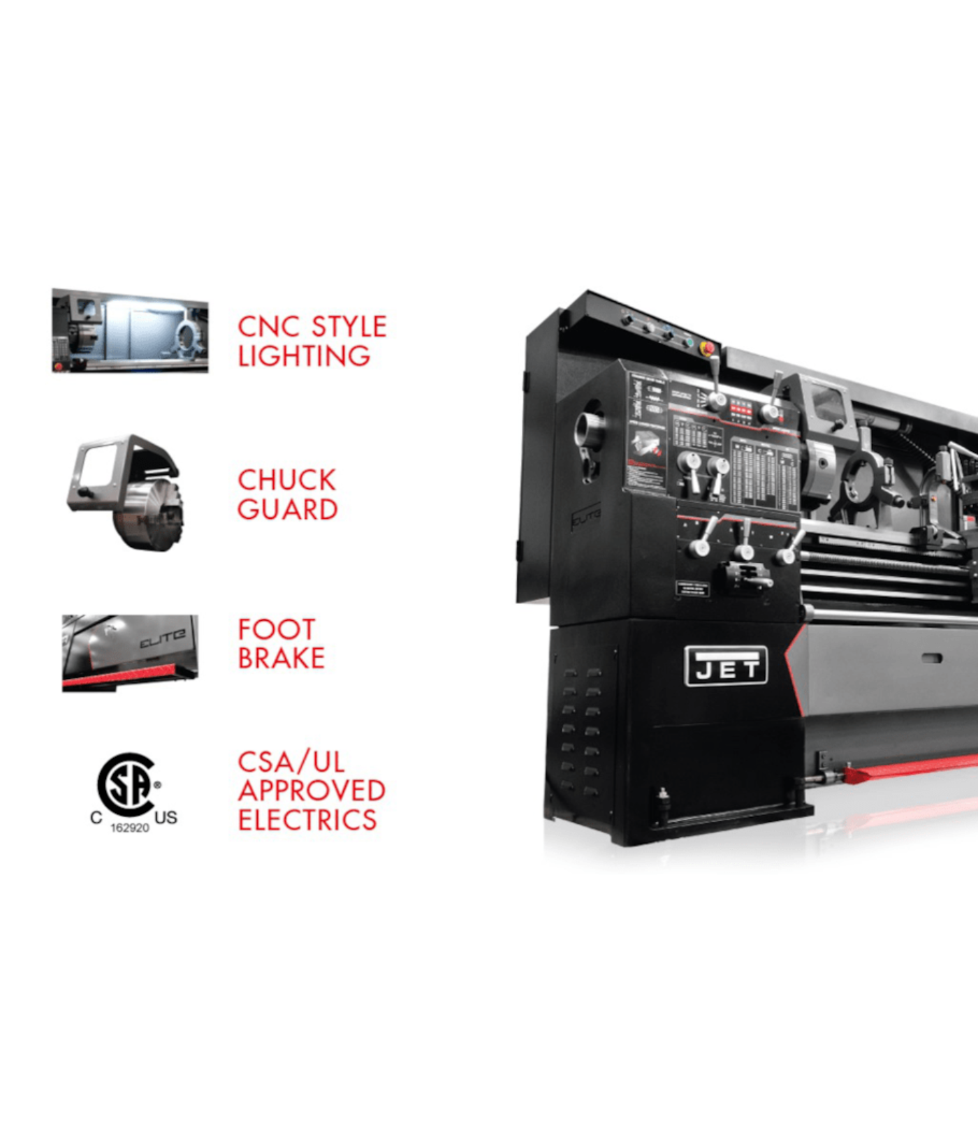 JET Elite Lathe E-1236VS with ACU-RITE 303 DRO with Taper Attachment - JT9-892312