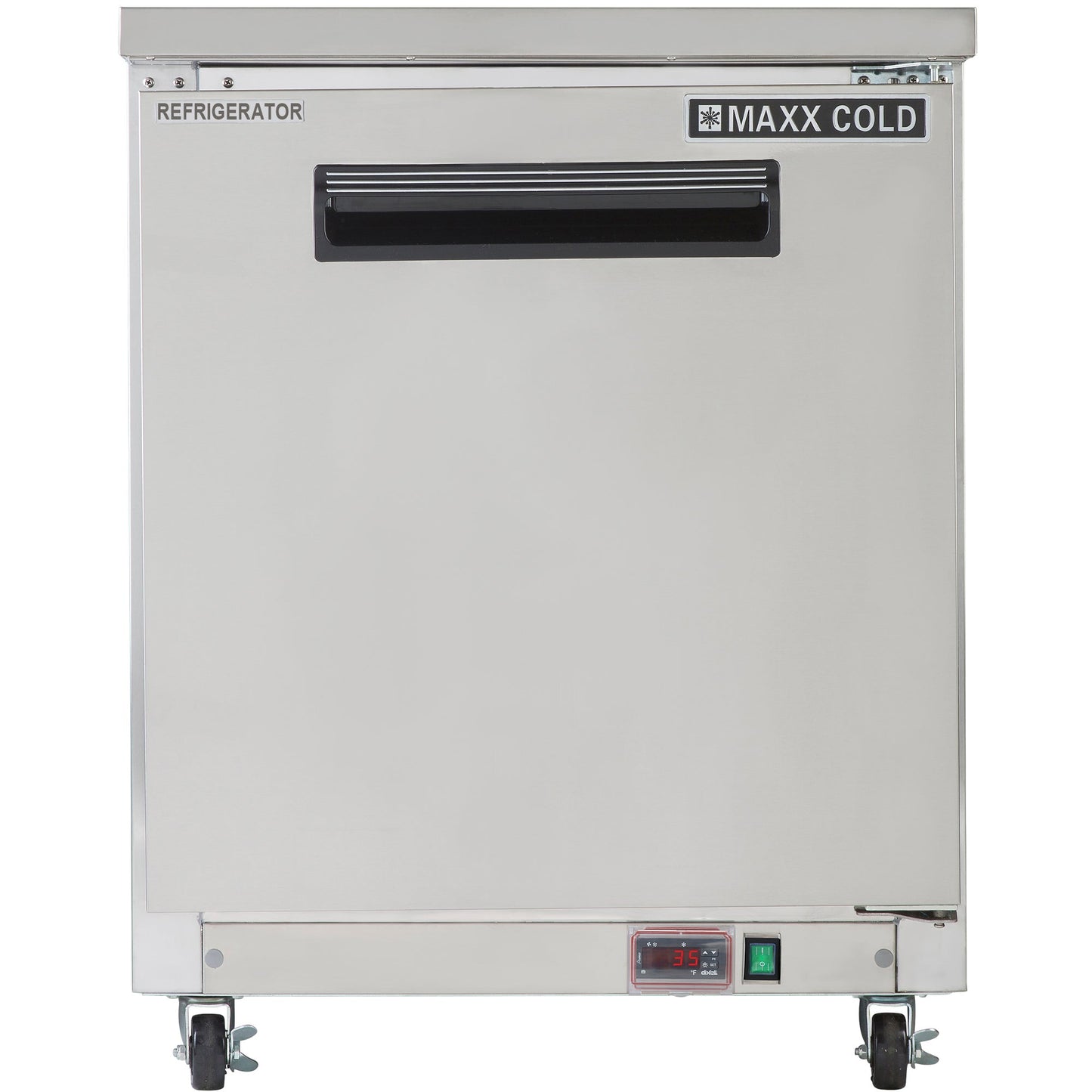Maxx Cold Single Door Undercounter Refrigerator, 27.5"W, 6.5 cu. ft. Storage Capacity, in Stainless Steel - MXCR27UHC