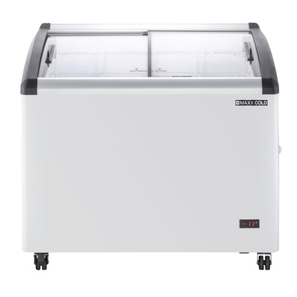 Maxx Cold Curved Glass Top Chest Freezer Display, 39.4"W, 6.71 cu. ft. Storage Capacity, Equipped with (4) Wire Baskets, in White - MXF40CHC-4
